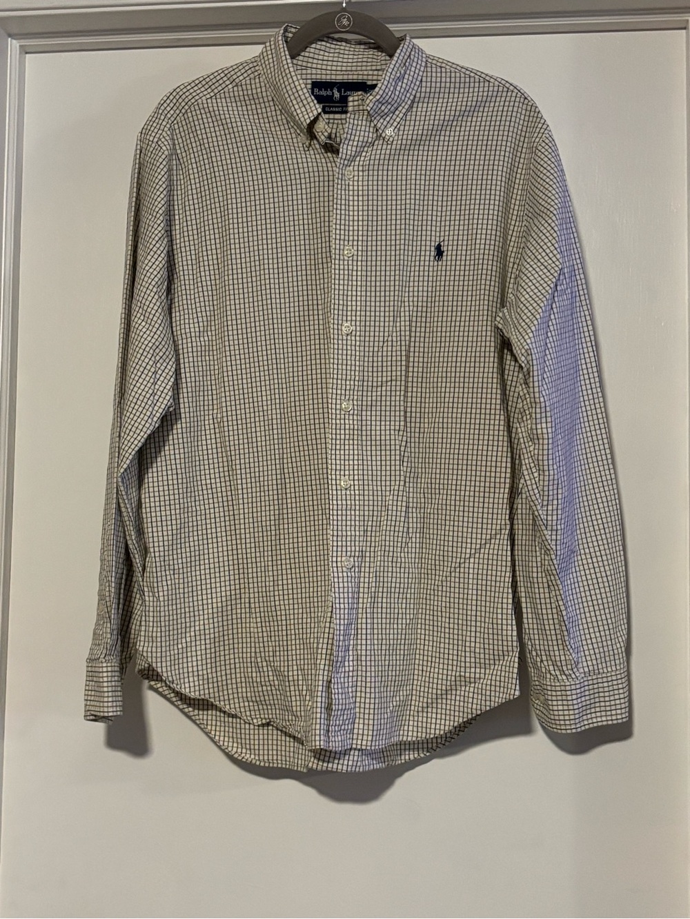 Ralph Lauren Men's Button-Down Check Shirt - White & Blue
